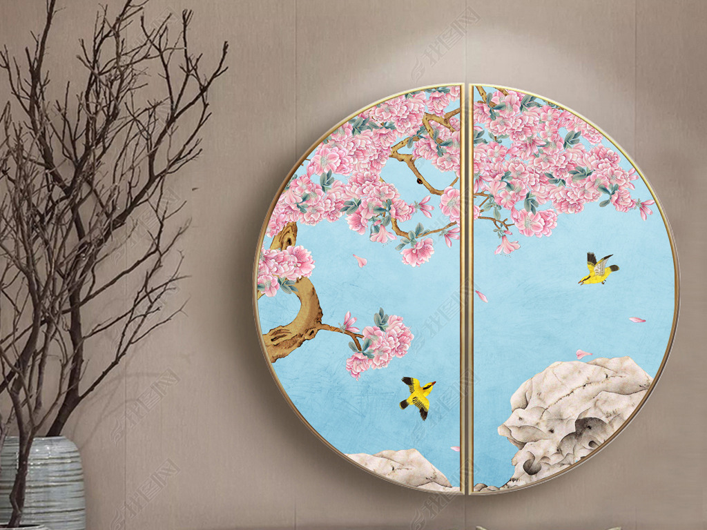 新中式餐厅装饰挂画2017易从网吉祥花鸟